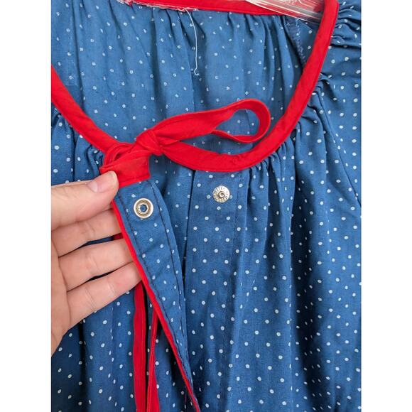 Vintage House Dress Blue Polka Dot with Windmill Embroidery Cottage Size Large - Picture 6 of 8